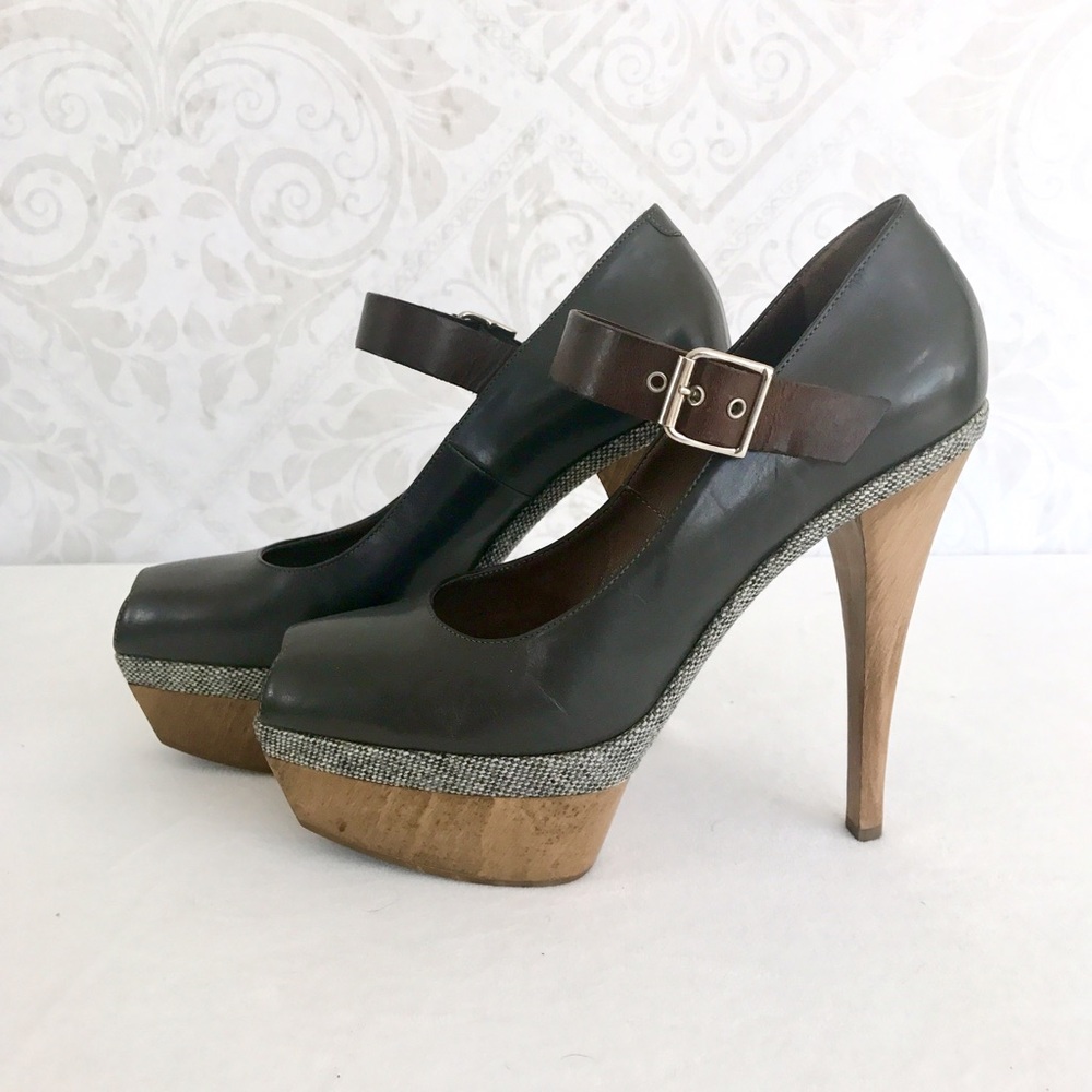 Marni brown Mary Jane platforms with/ tweed